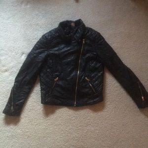 Short Black Leather Biker Jacket